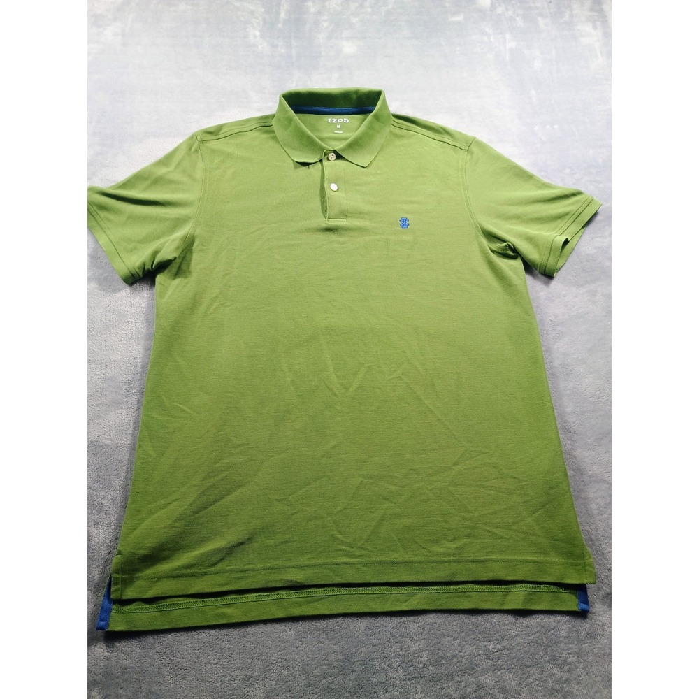 IZOD Mens Polo Shirt Green Medium Short Sleeve Pique